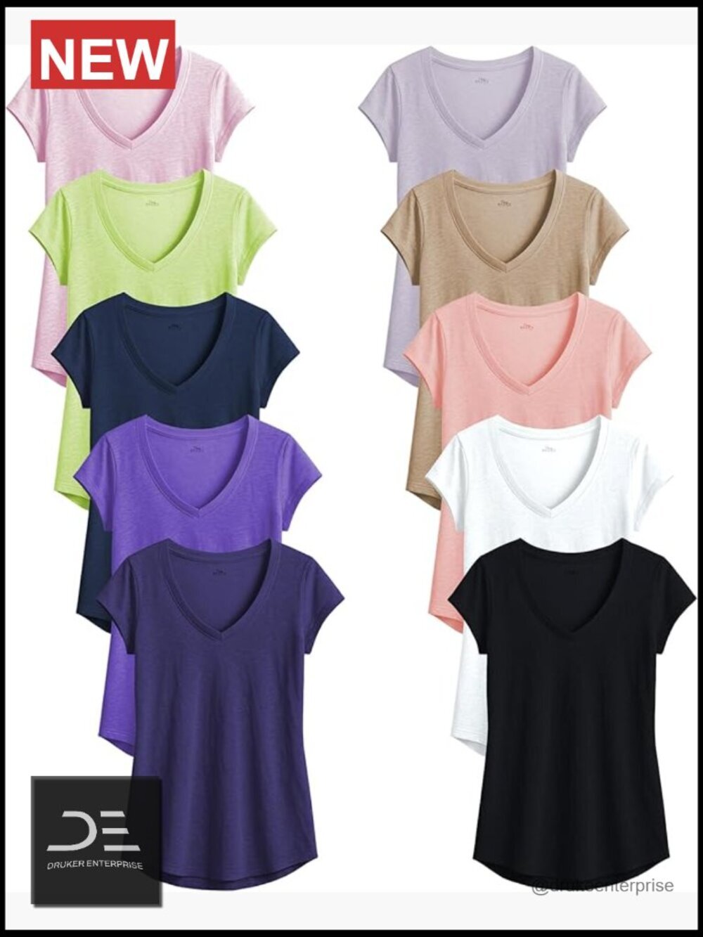 V-Neck Short Sleeve Tops Semi Sheer Slub Burnout Fabric Tees Multi Pack
